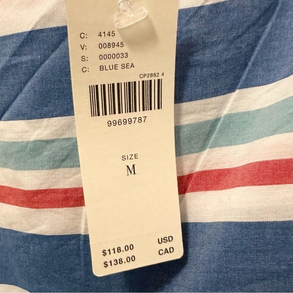 CELANDINE Anthropologie Sleeveless Knee Length Stripe Ruffle Dress M preppy NWT - Picture 9 of 10